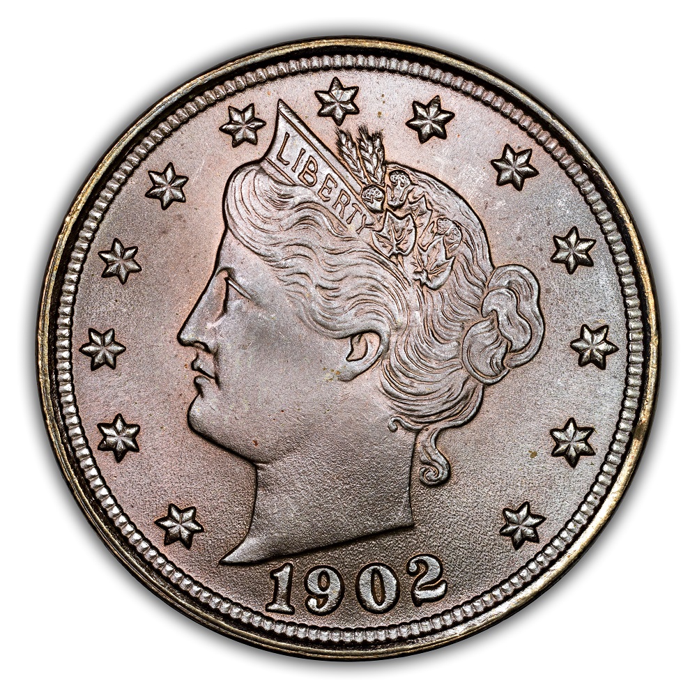 1902 Liberty nickel DDO-001 doubled die obverse showing tripling on first star left of date